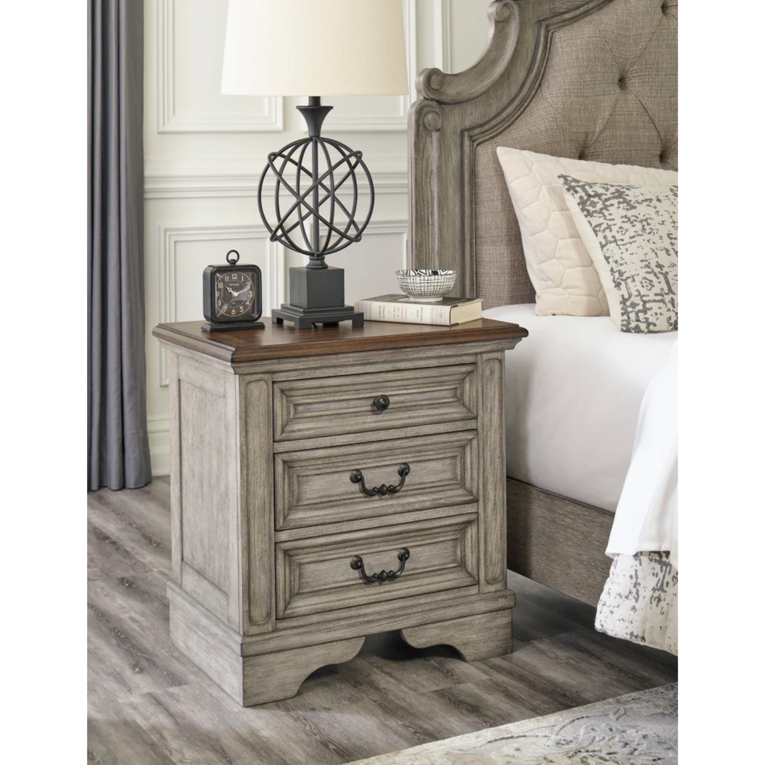Lodenbay Antique Gray Upholstered Panel Bedroom Set