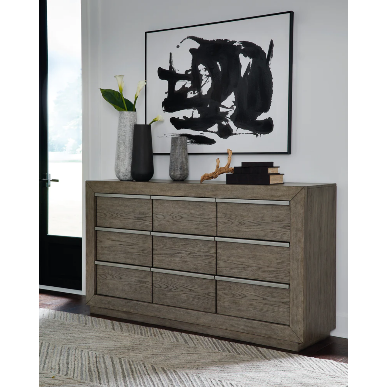 Anibecca Weathered Gray Bookcase Panel Bedroom Set
