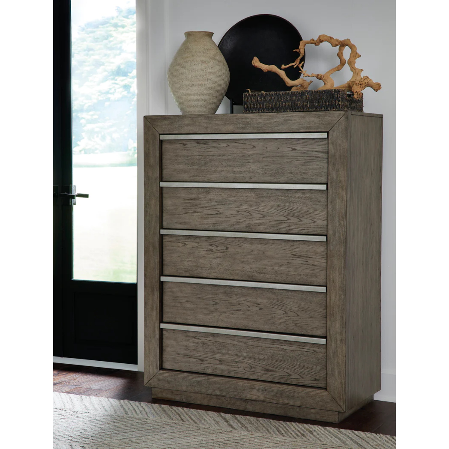Anibecca Weathered Gray Bookcase Panel Bedroom Set