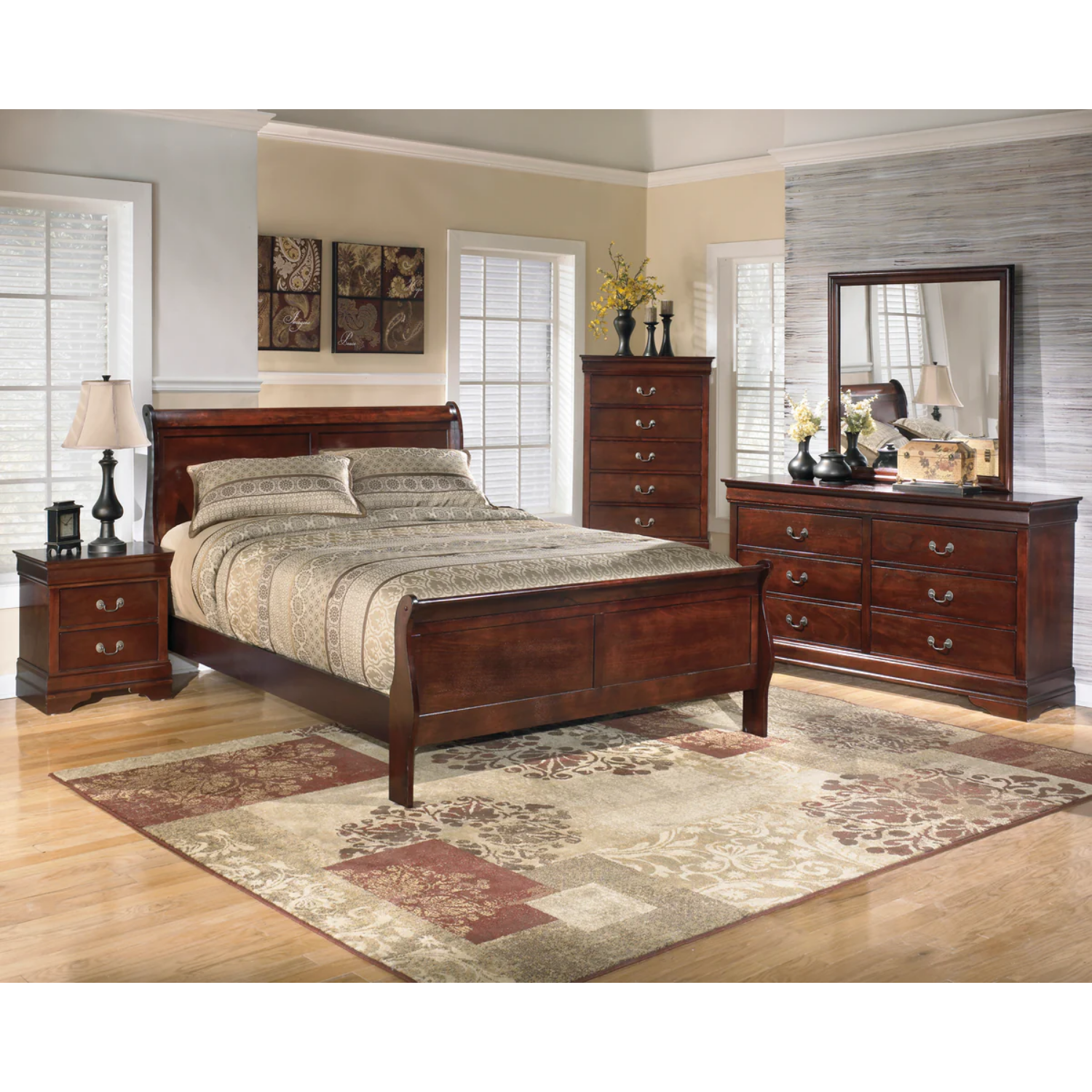 Alisdair Dark Brown Sleigh Bedroom Set