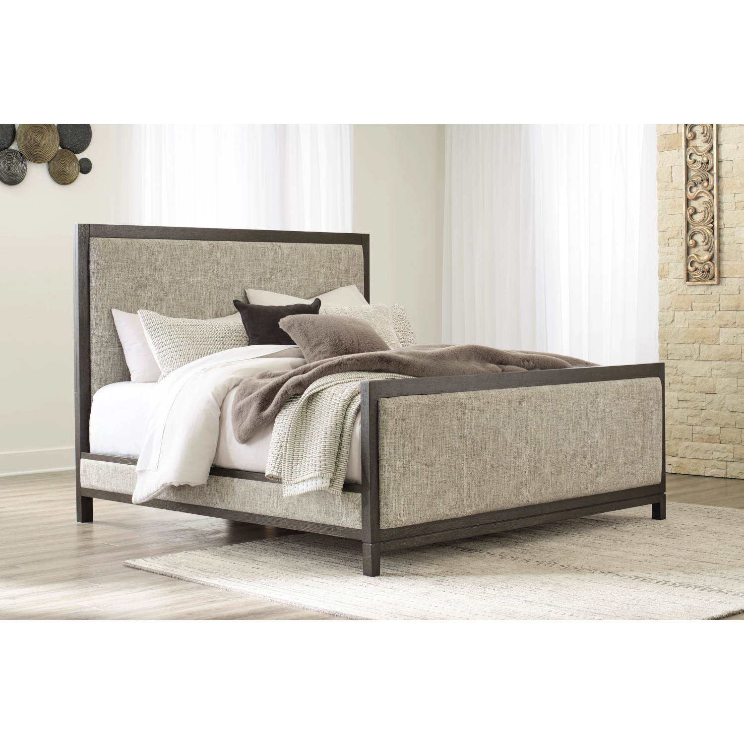 Burkhaus Brown Upholstered Panel Bedroom Set