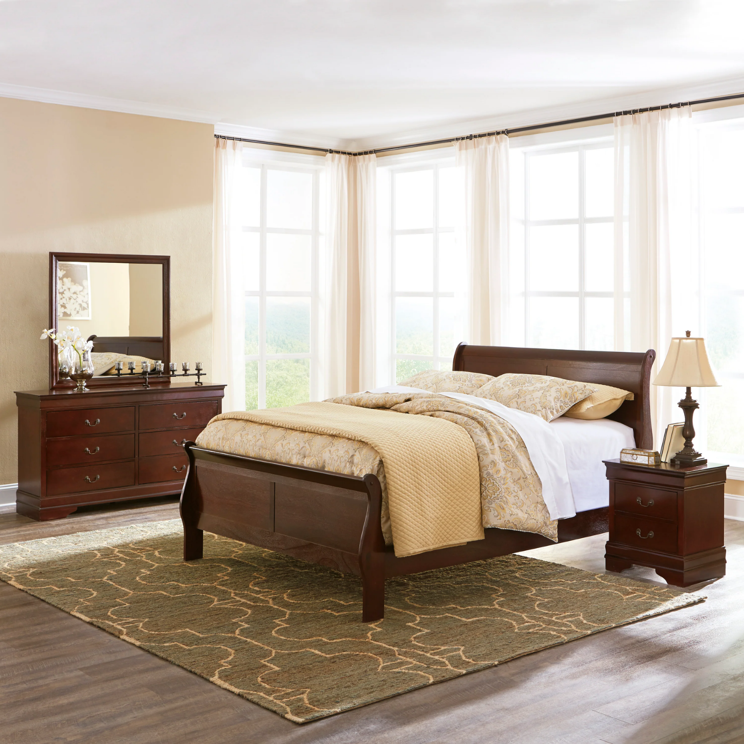 Alisdair Dark Brown Sleigh Bedroom Set