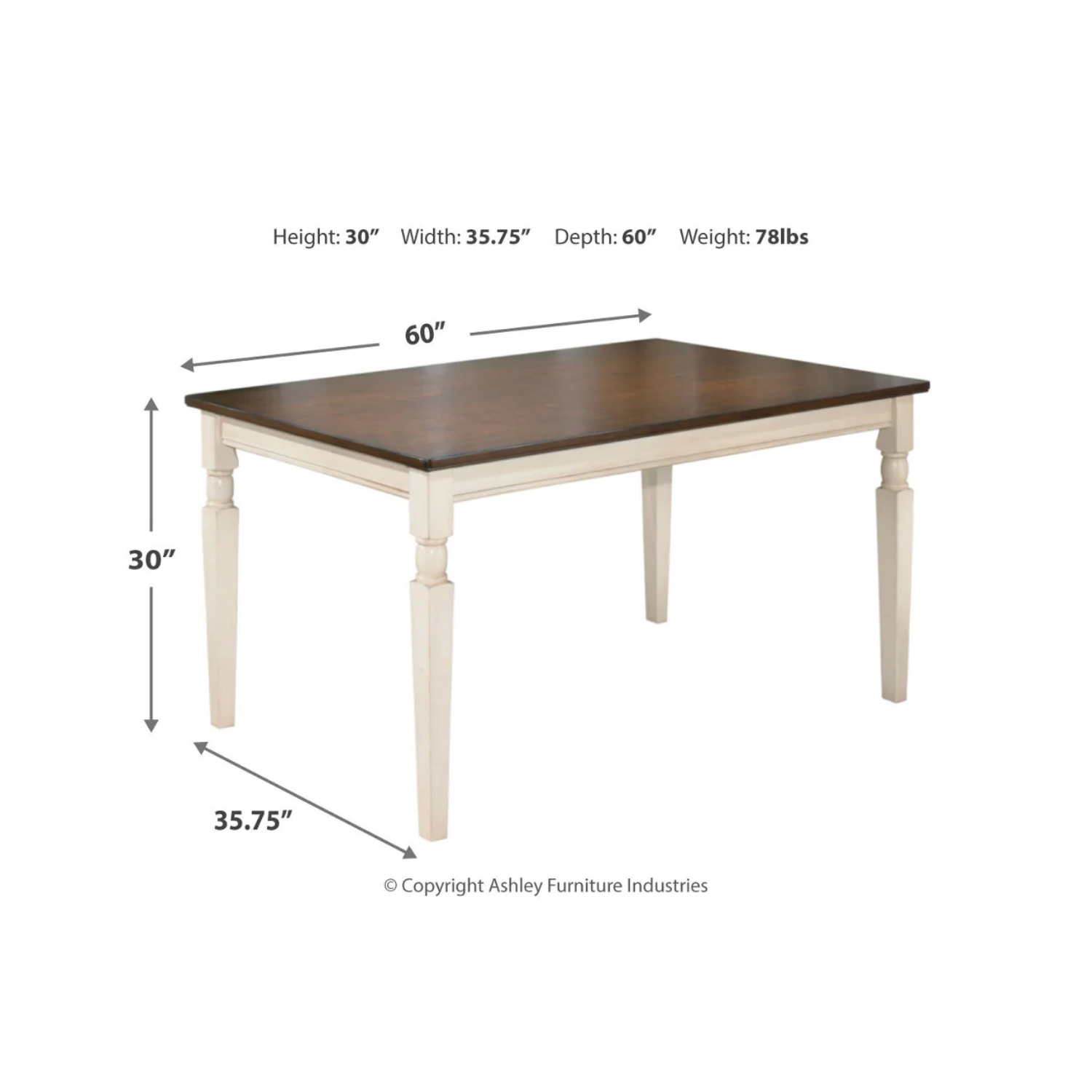 Whitesburg Brown/Cottage White Dining Table