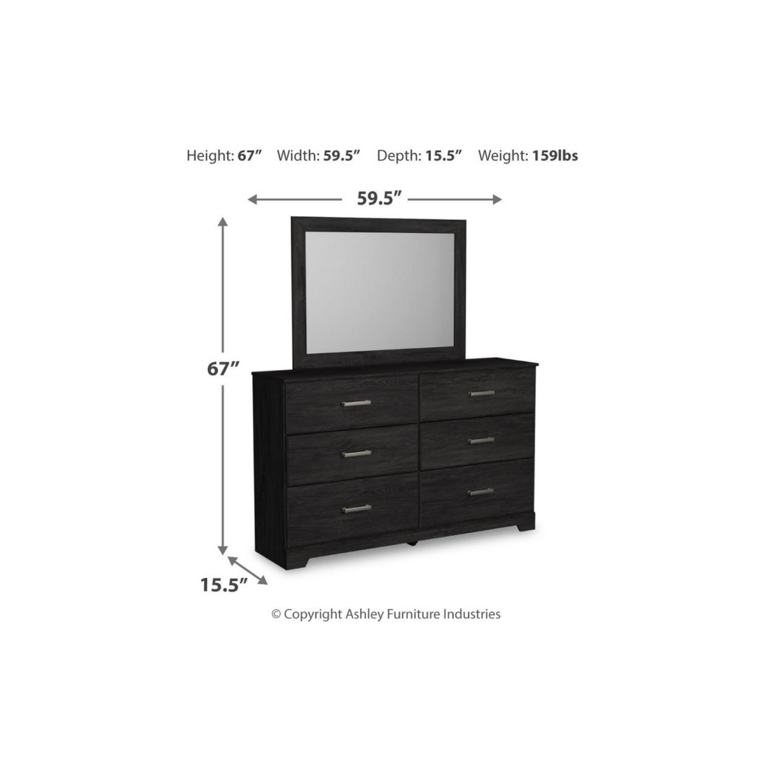 Belachime Full Panel Bed with Mirrored Dresser and Nightstand