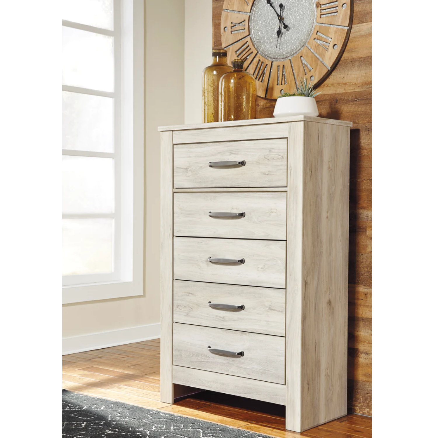 Bellaby Whitewash Footboard Storage Platform Bedroom Set