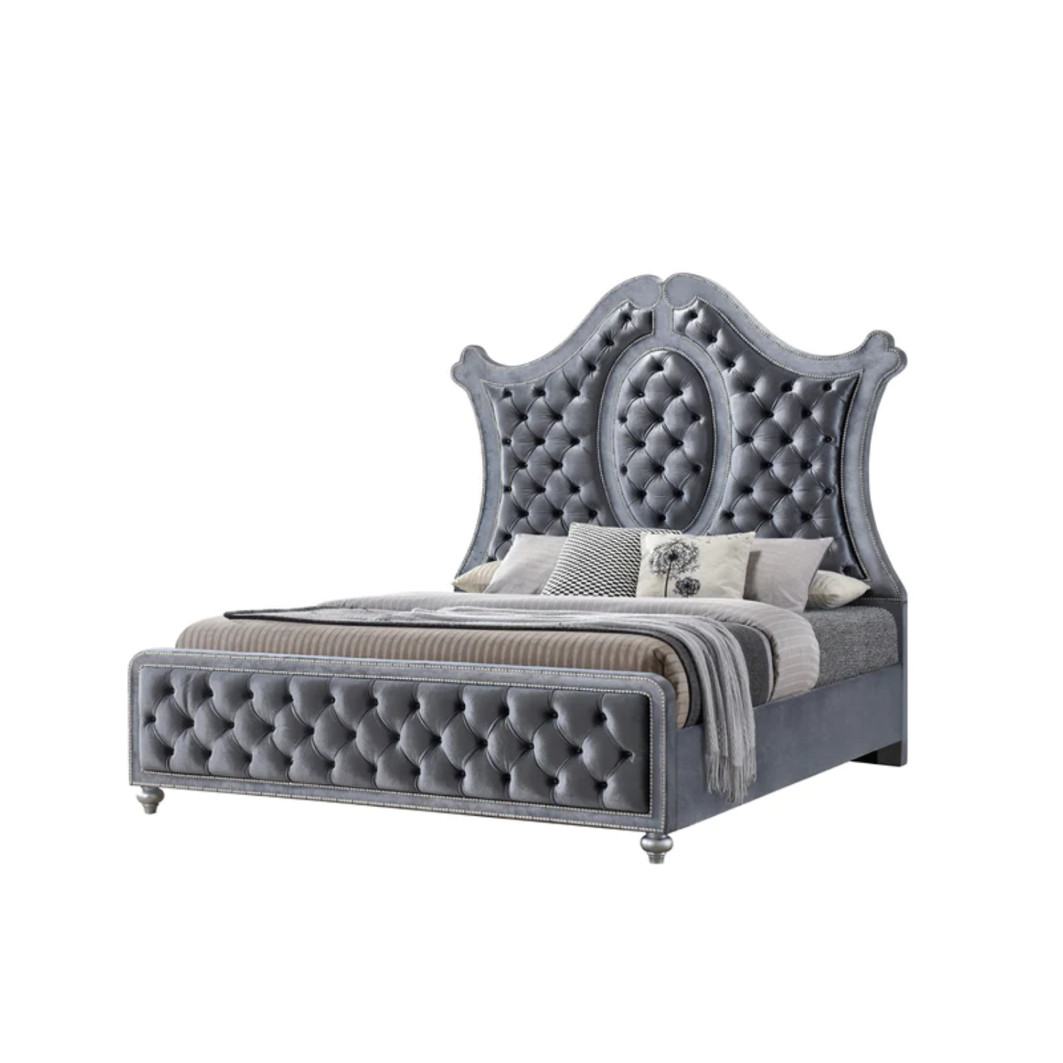 Cameo Gray Upholstered Panel Bedroom Set