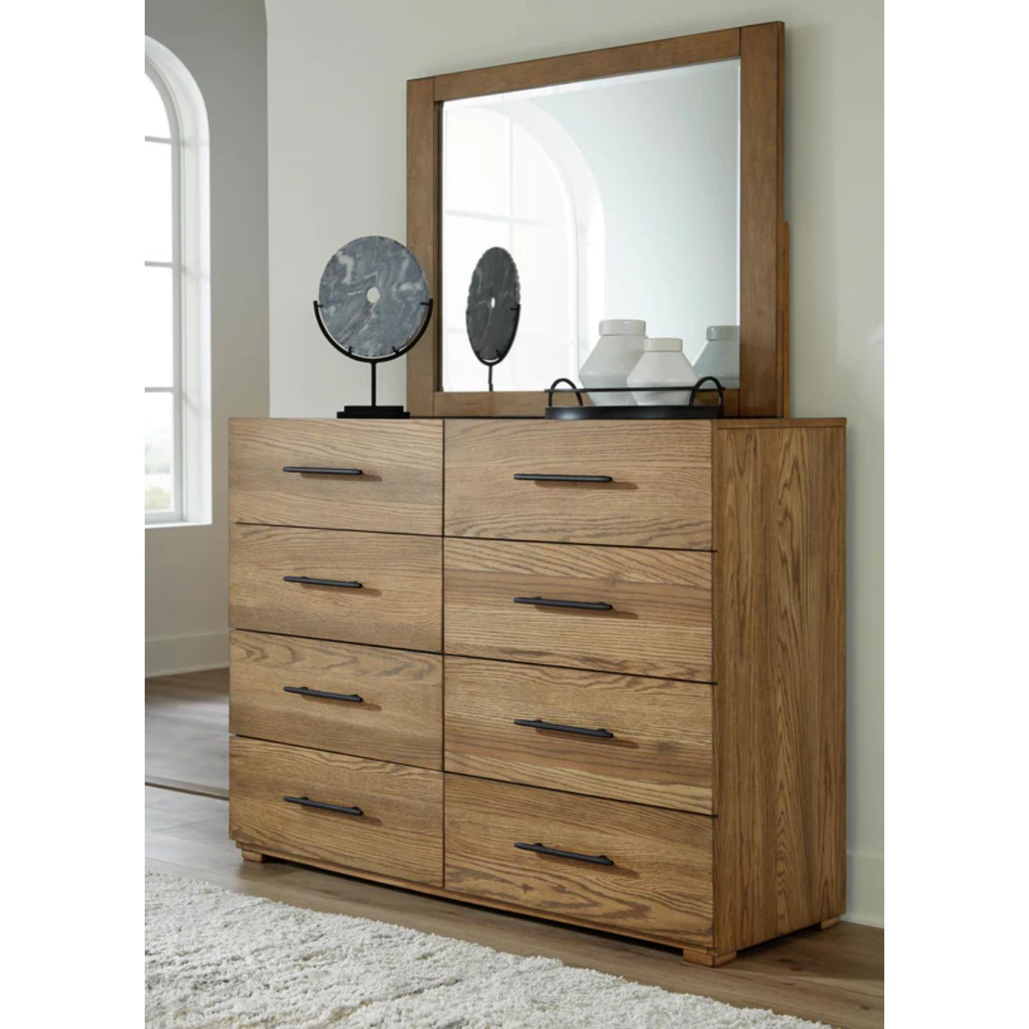 Dakmore Brown/Oatmeal Upholstered Panel Bedroom Set
