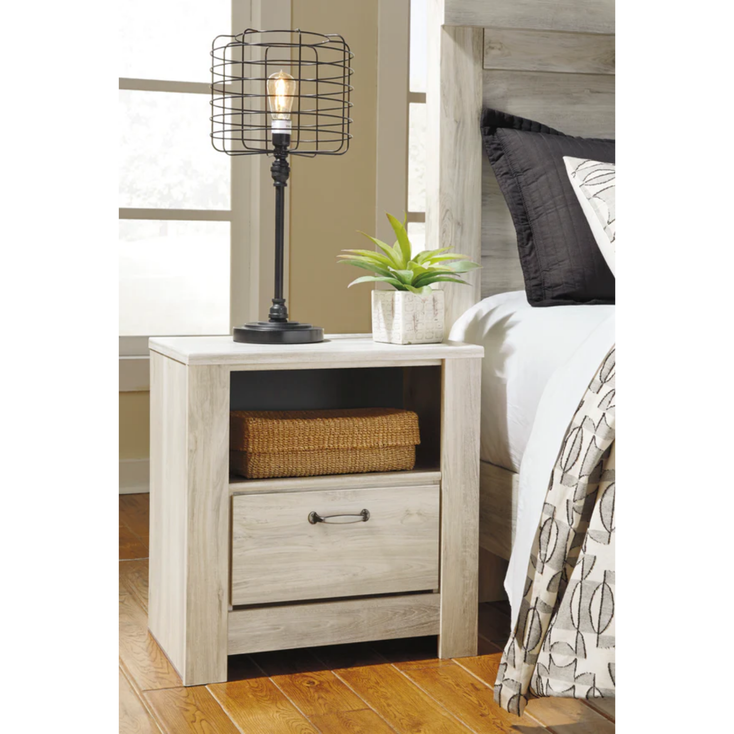 Bellaby Whitewash Footboard Storage Platform Bedroom Set