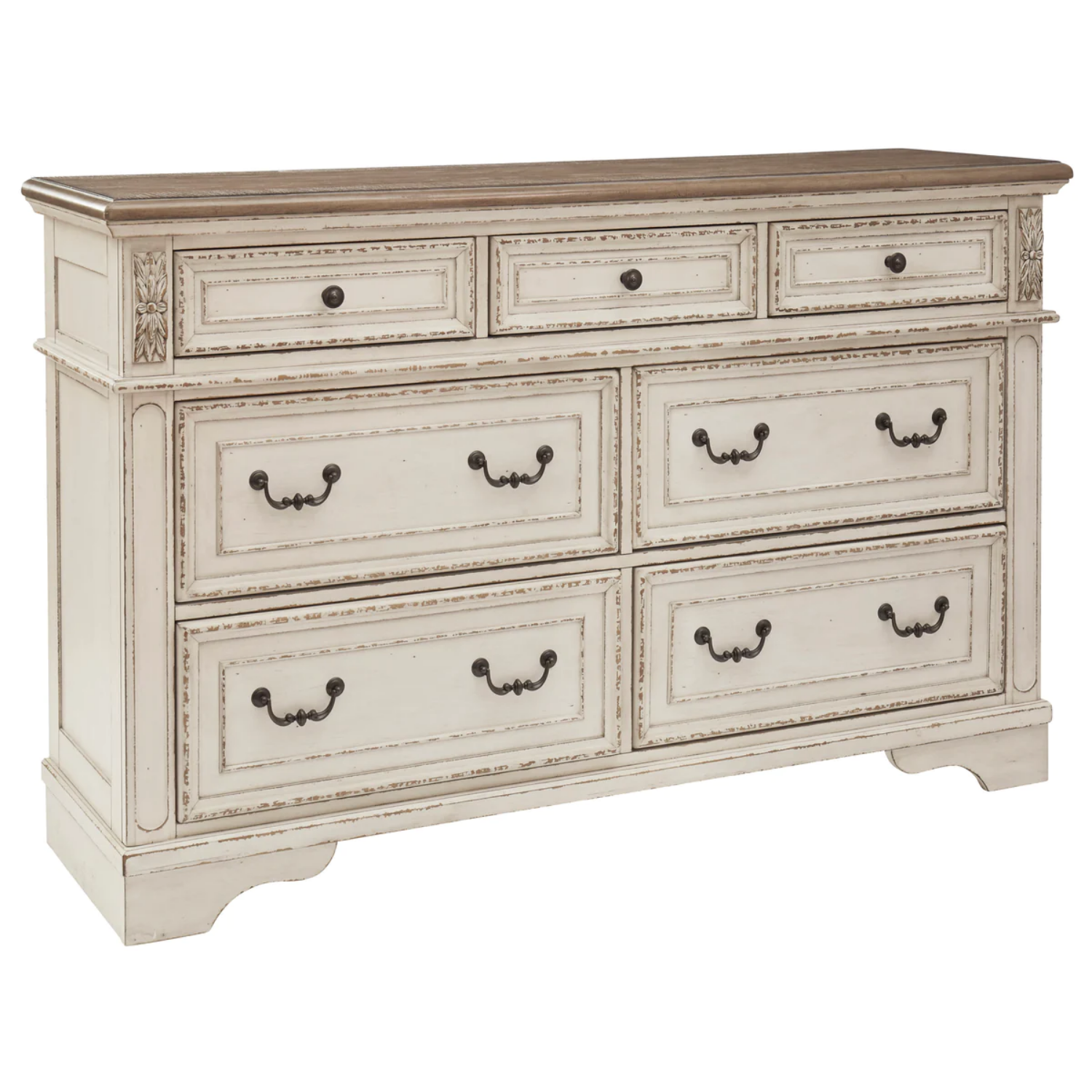 Realyn Chipped White Footboard Storage Platform Bedroom Set