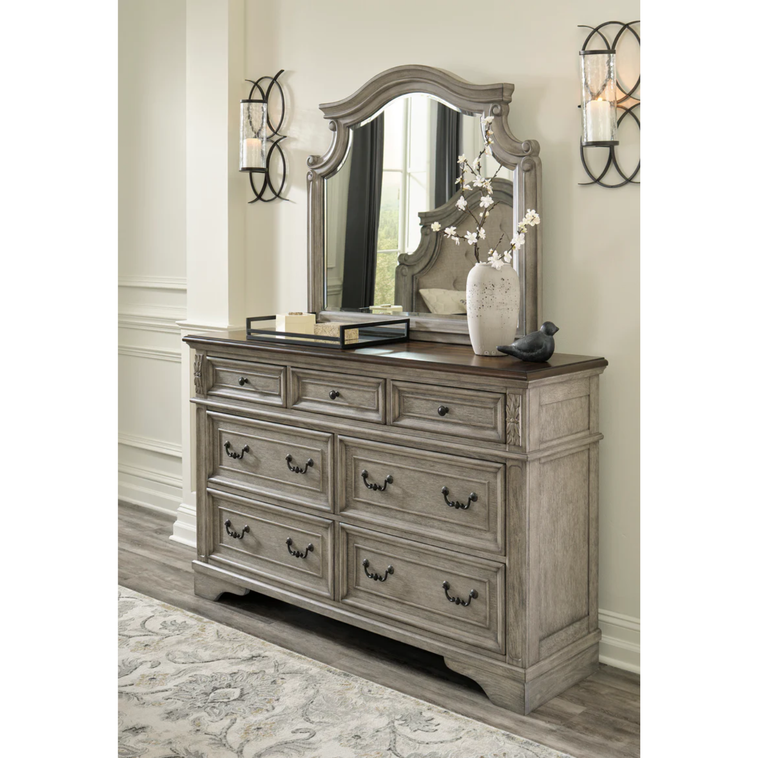 Lodenbay Antique Gray Upholstered Panel Bedroom Set