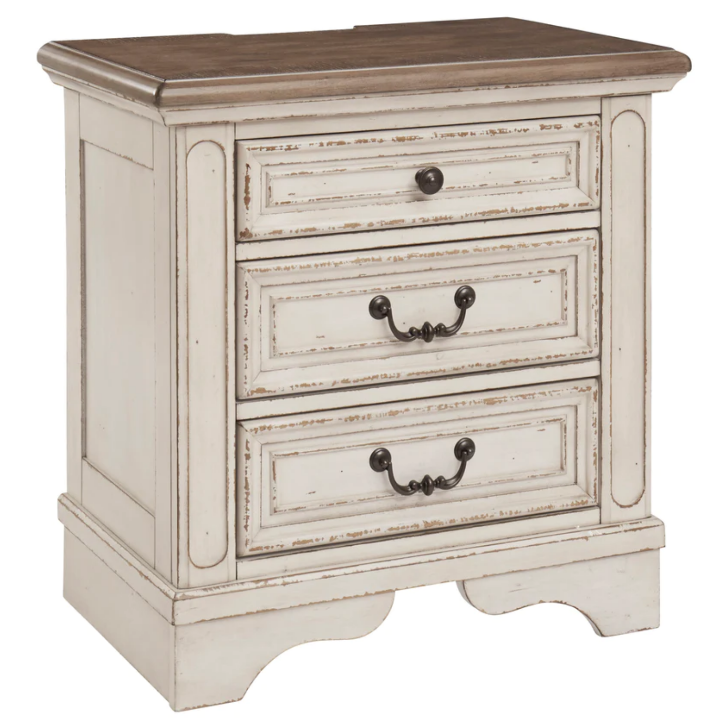 Realyn Chipped White Footboard Storage Platform Bedroom Set