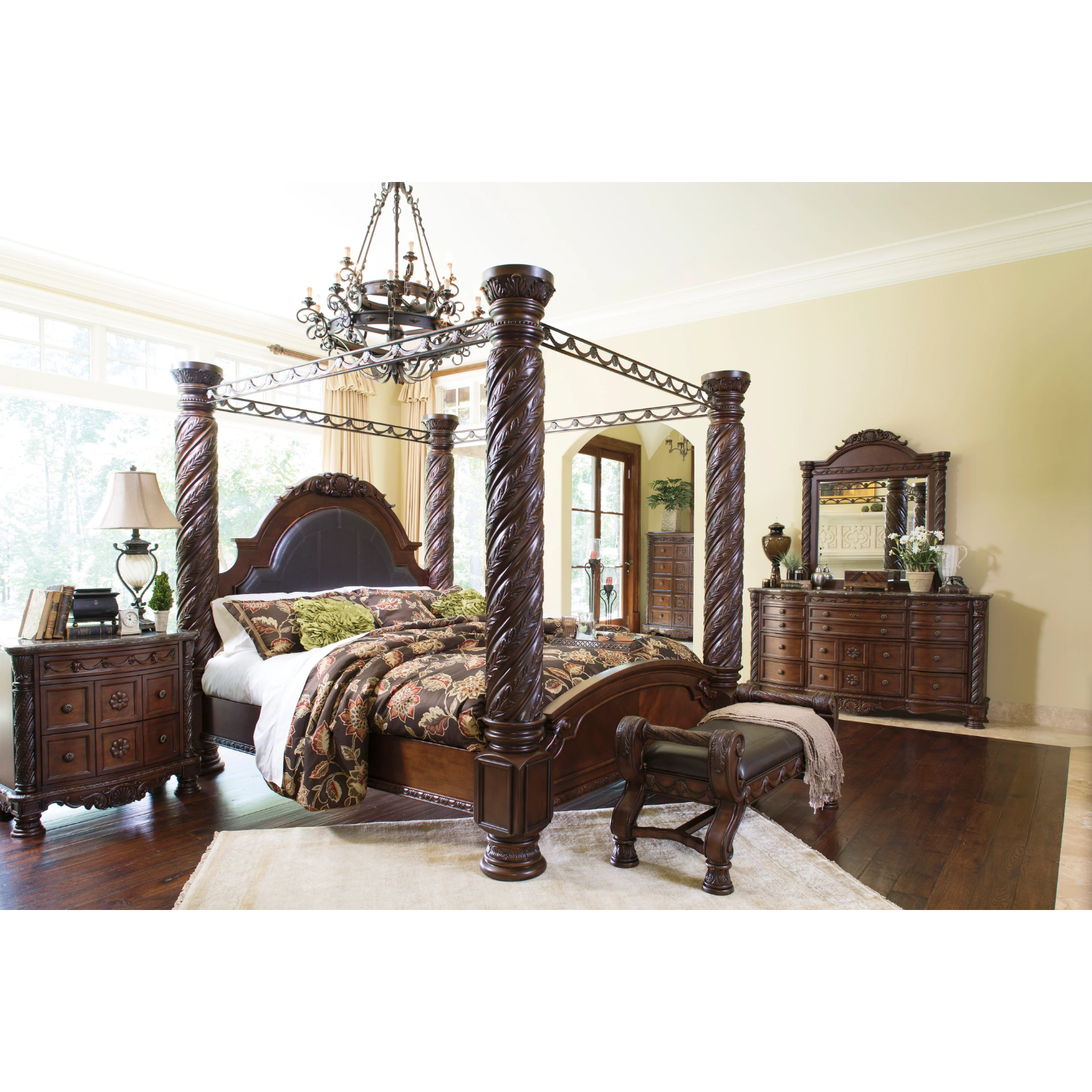 North Shore Dark Brown Canopy Bedroom Set