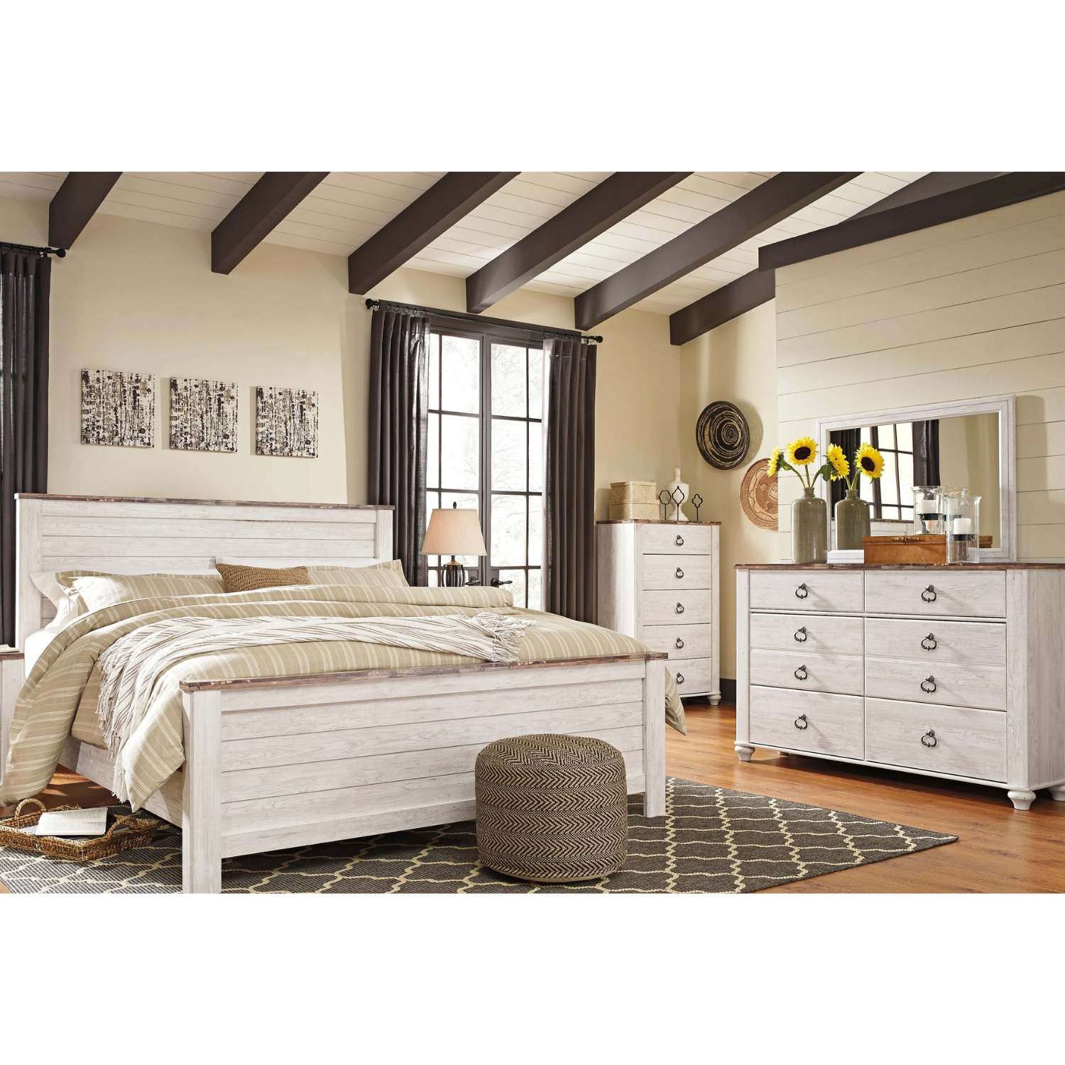 Willowton Whitewash Panel Bedroom Set