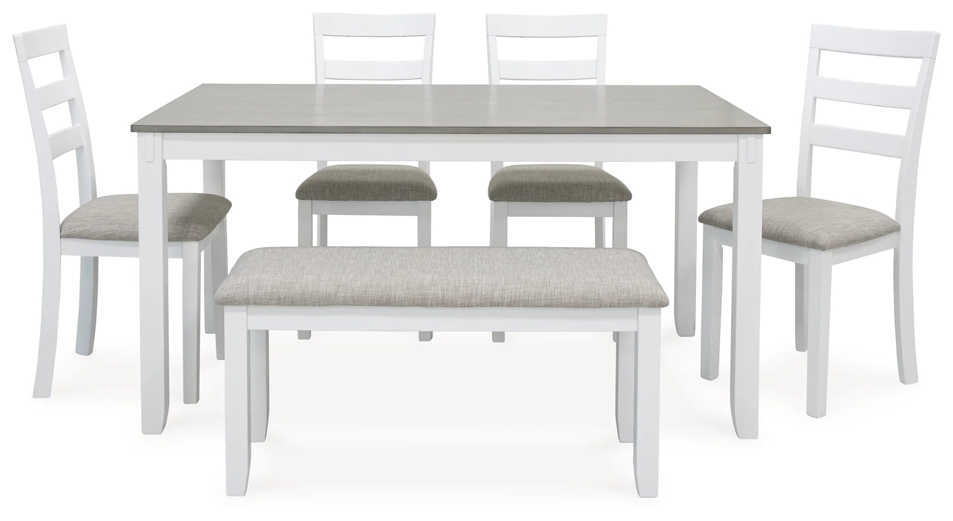 Stonehollow Dining Table and 4 Chairs and Bench Set