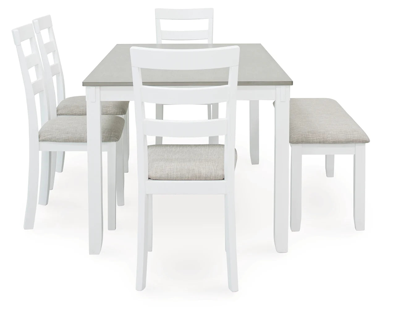 Stonehollow Dining Table and 4 Chairs and Bench Set