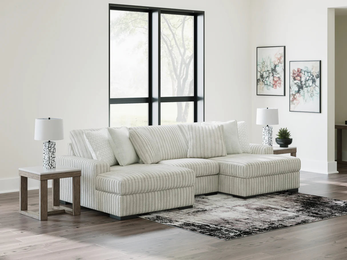 Stupendous Alloy Double Chaise Sectional 3-Piece