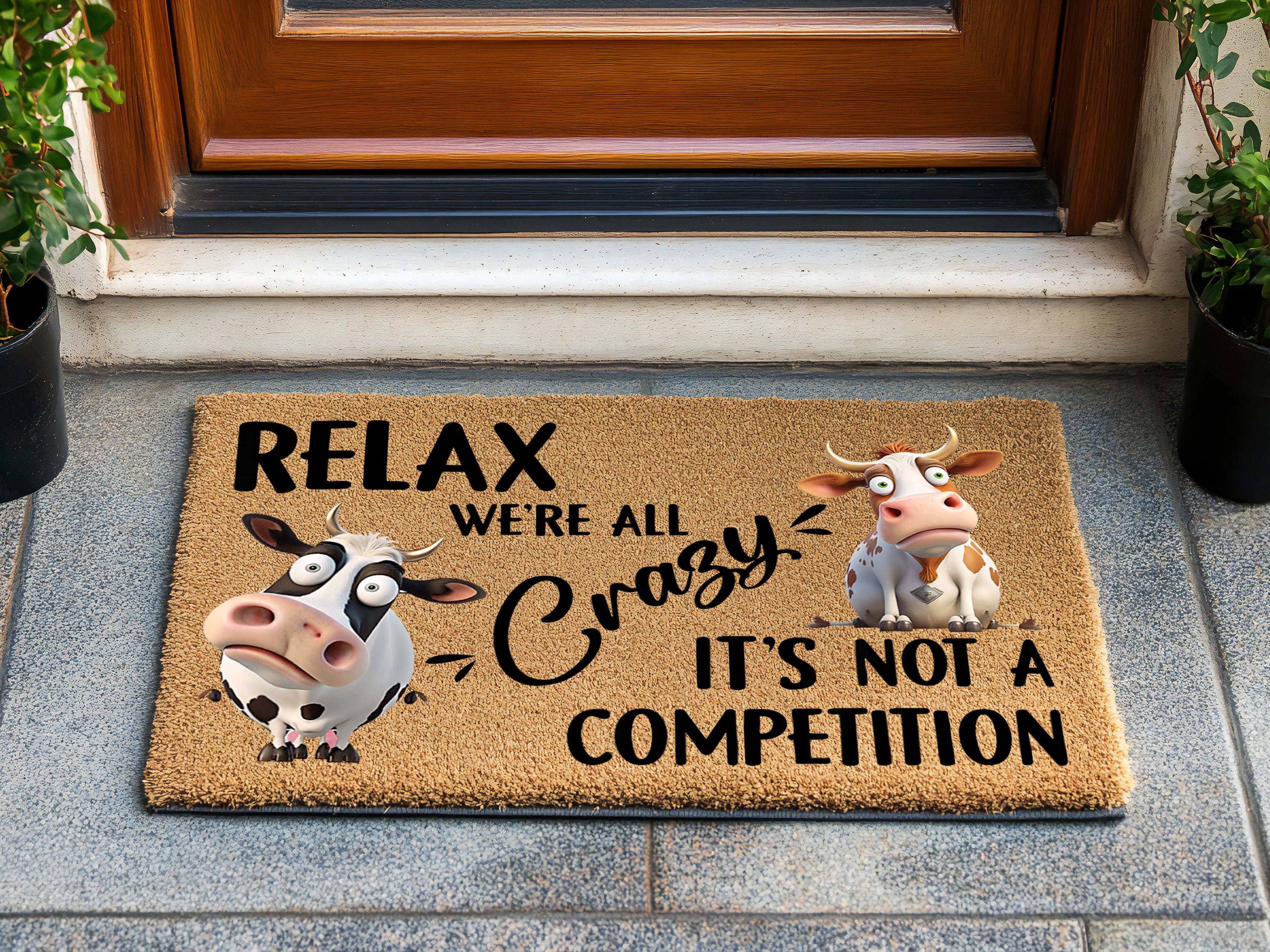 Crazy Cows Farmhouse Doormat