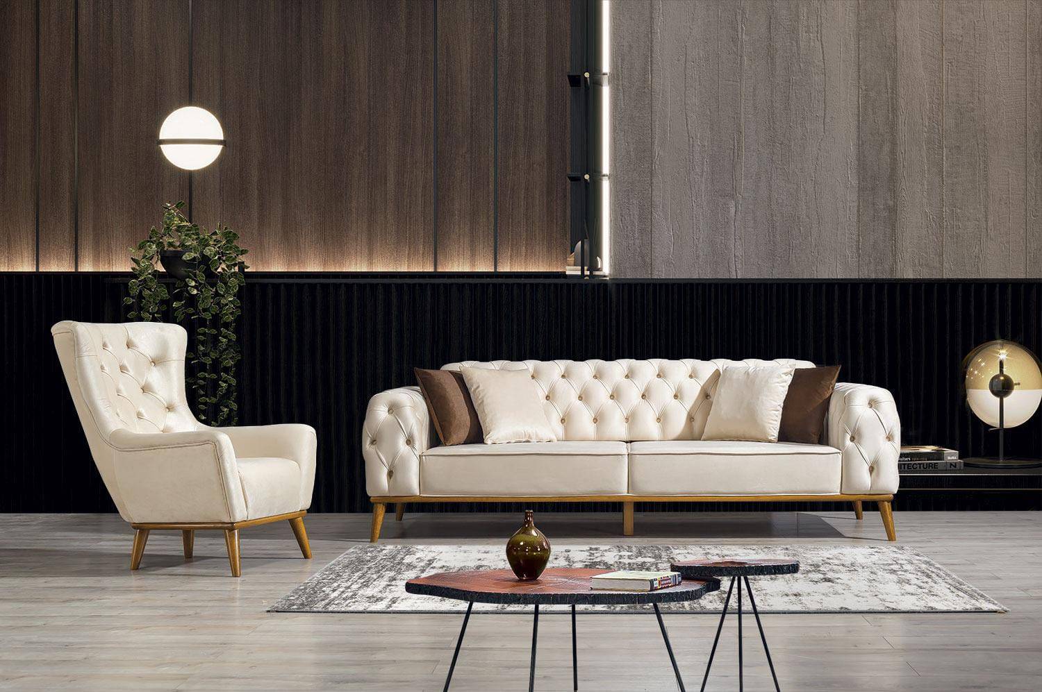 NAPOLI SOFA SET (3+3+1+1) ( CREAM )