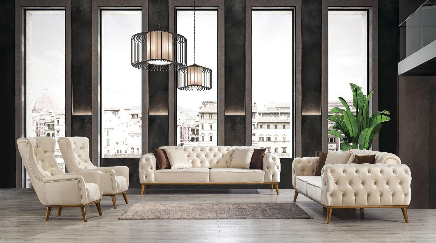 NAPOLI SOFA SET (3+3+1+1) ( CREAM )