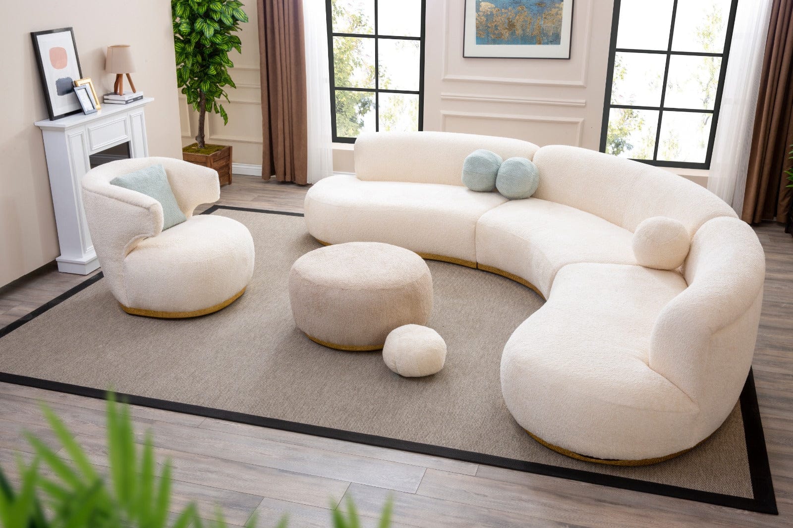 Rose Set ( Sofa, Armchair and Pouf )