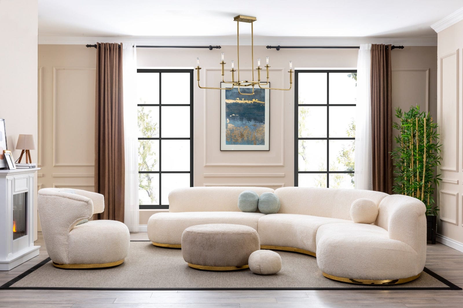 Rose Set ( Sofa, Armchair and Pouf )