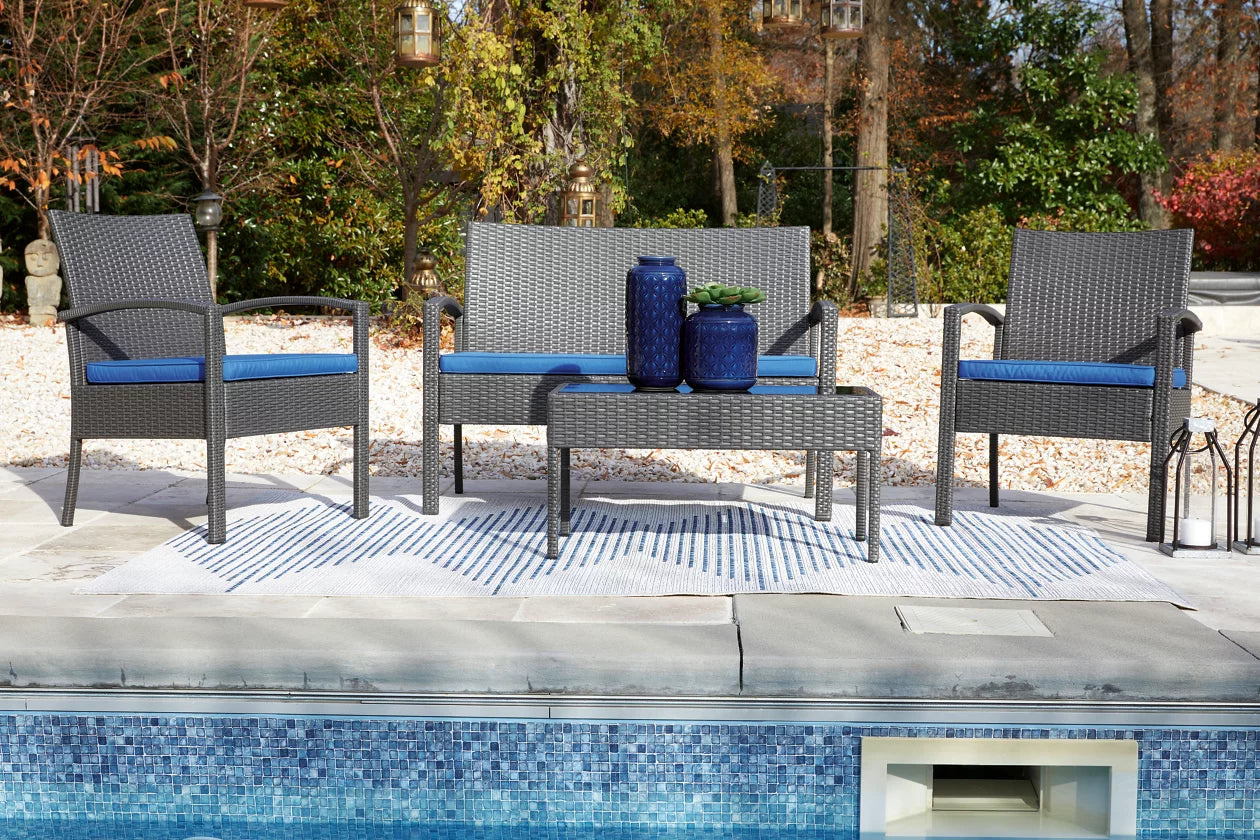 Alina Outdoor Resin Wicker 4 Piece Conversation Set - Decohub Home