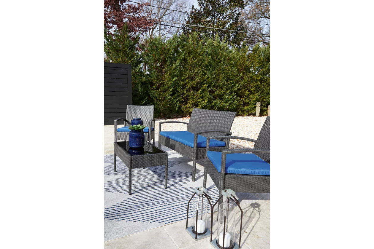Alina Outdoor Resin Wicker 4 Piece Conversation Set - Decohub Home