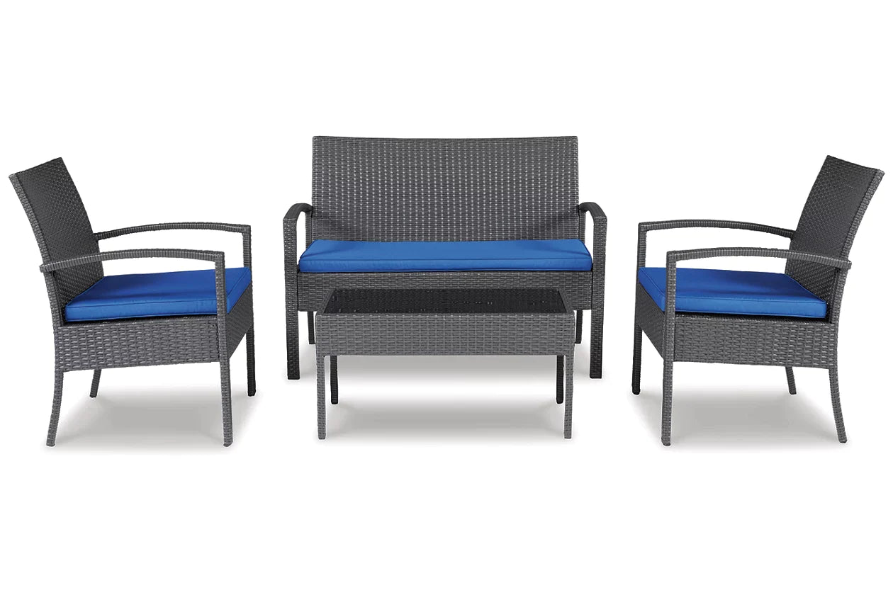Alina Outdoor Resin Wicker 4 Piece Conversation Set - Decohub Home