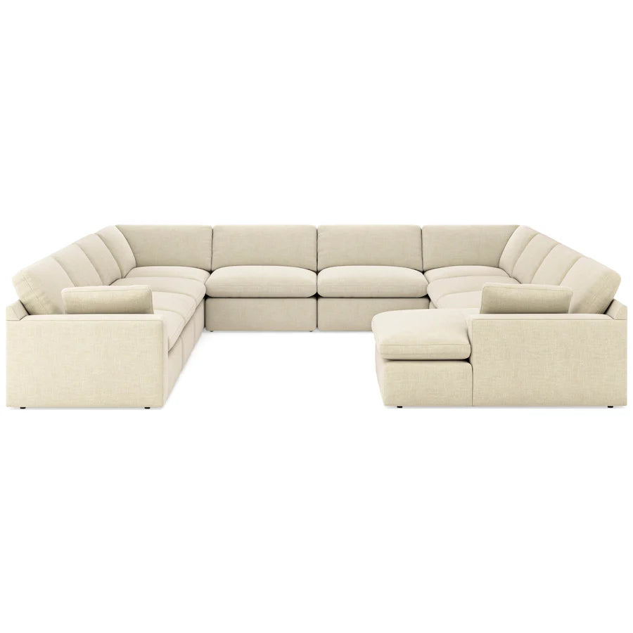 Elyza Linen 10-Pieces LAF Sectional with Chaise