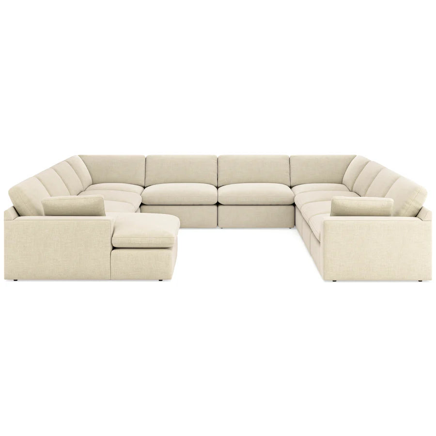 Elyza Linen 10-Pieces LAF Sectional with Chaise