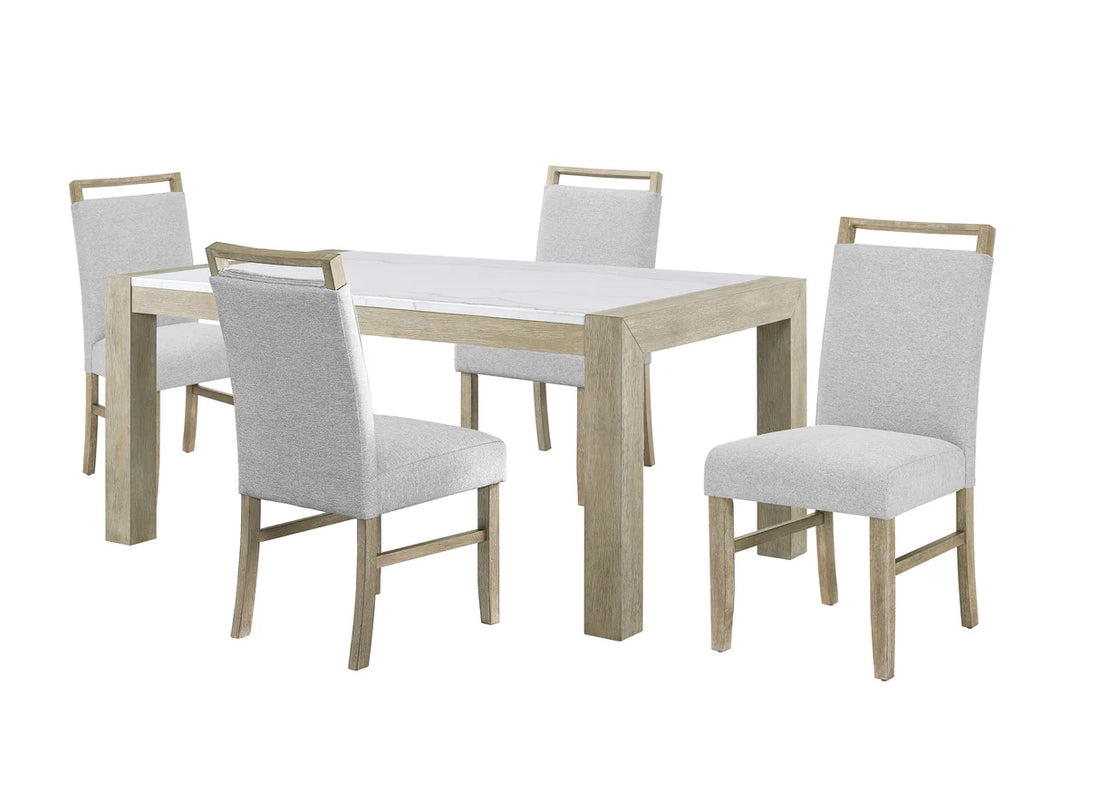 Dune Light Gray Genuine Marble Dining Set