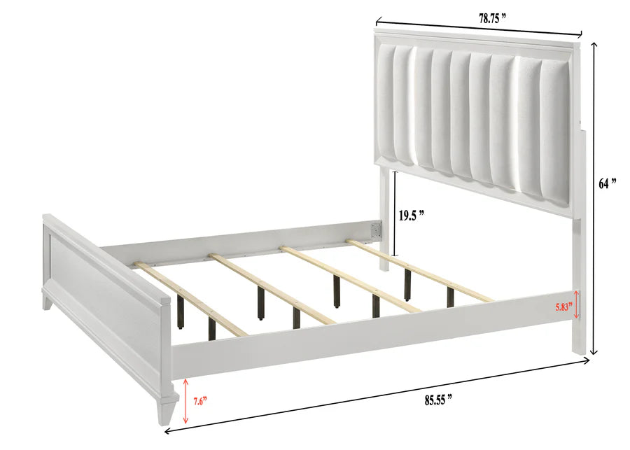 Cressida White Upholstered LED Panel Bedroom Set - King