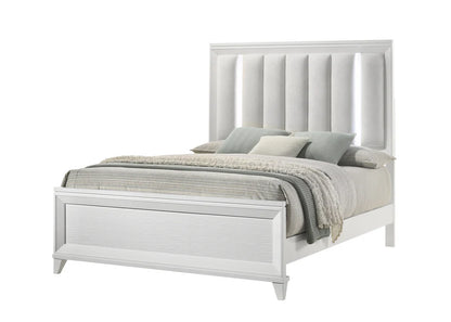 Cressida White Upholstered LED Panel Bedroom Set - King