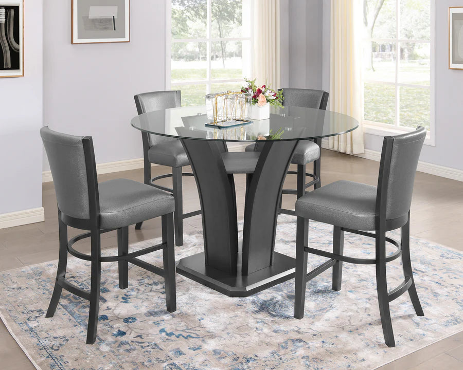 Juego de comedor de altura de mostrador Camelia Gray/Gris