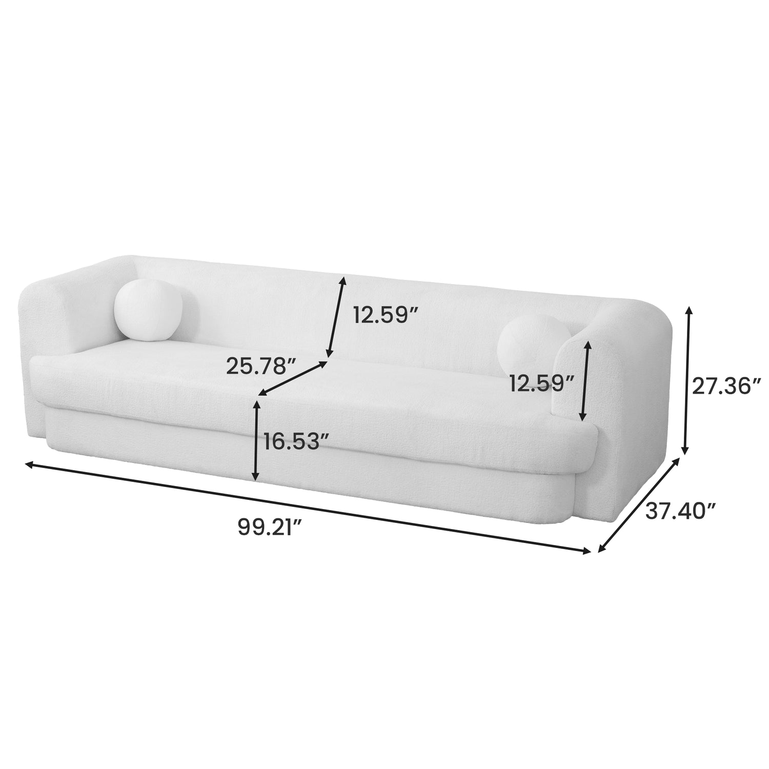 Sherpa Upholstered Wide Seat Sofa