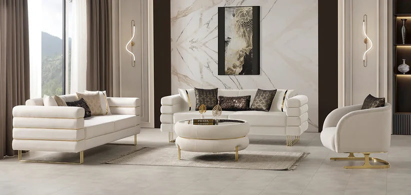 Luma White Sofa and Loveseat