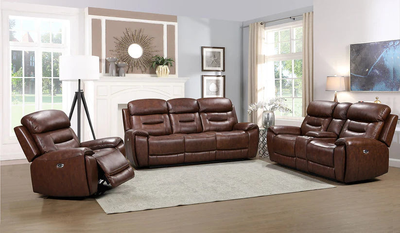 Rosewood Leather/power reclining set 3 pcs