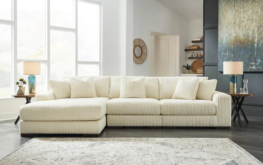 Lindyn Ivory 3-Piece LAF Chaise Sectional