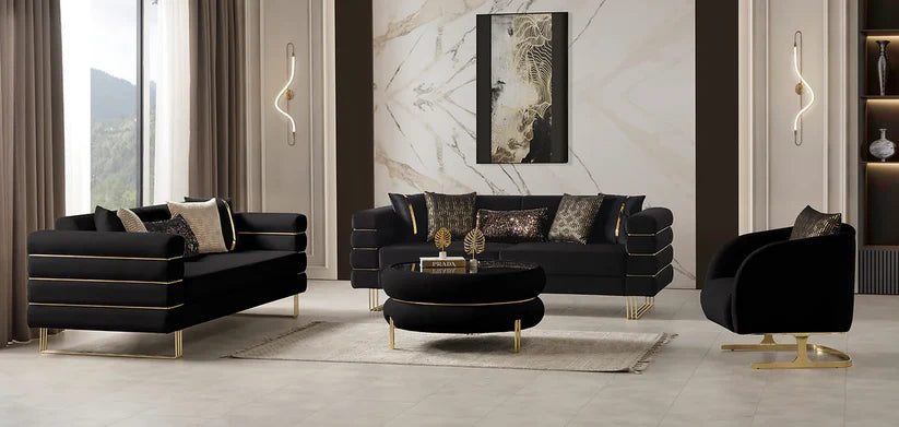 Luma Black Sofa and Loveseat