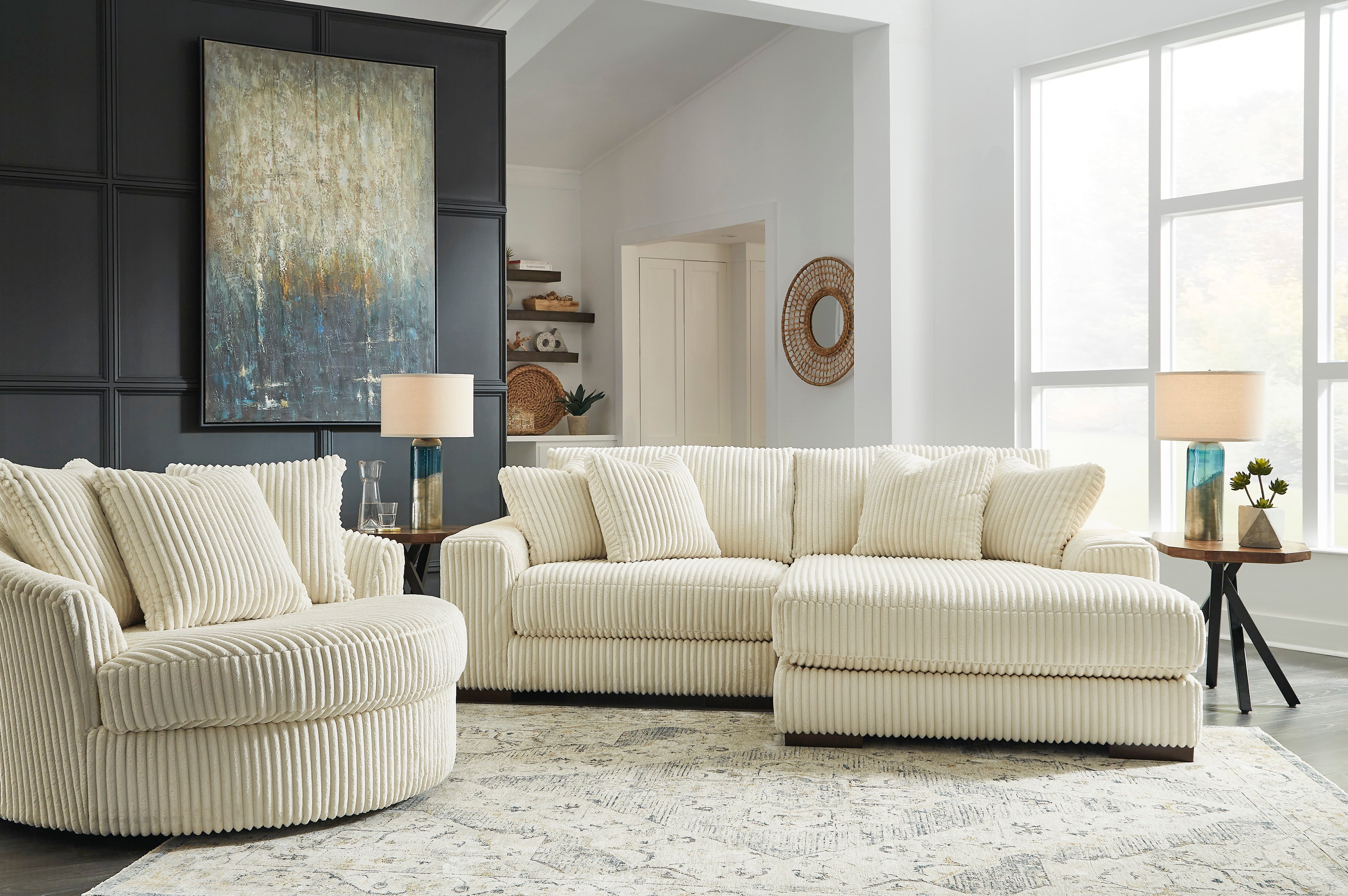 Lindyn Ivory 2-Piece Sofa Chaise