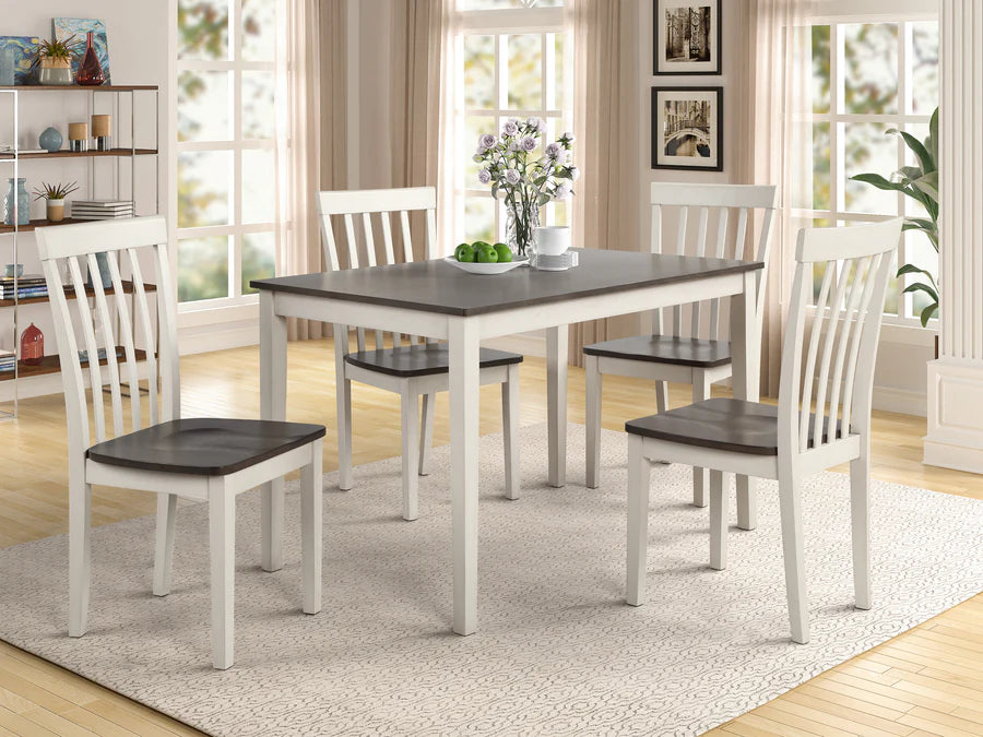 Juego de comedor Brody blanco/gris de 5 piezas