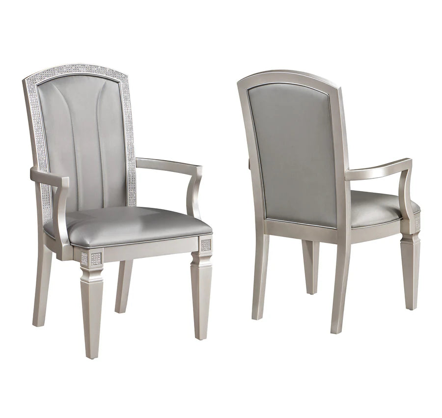 Klina Silver Champagne Double Pedestal Dining Set