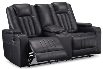 Center Point Black Reclining Loveseat with Console