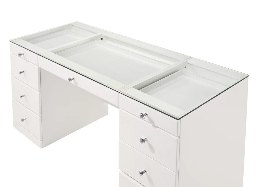 Juego de tocador Avery White con espejo iluminado