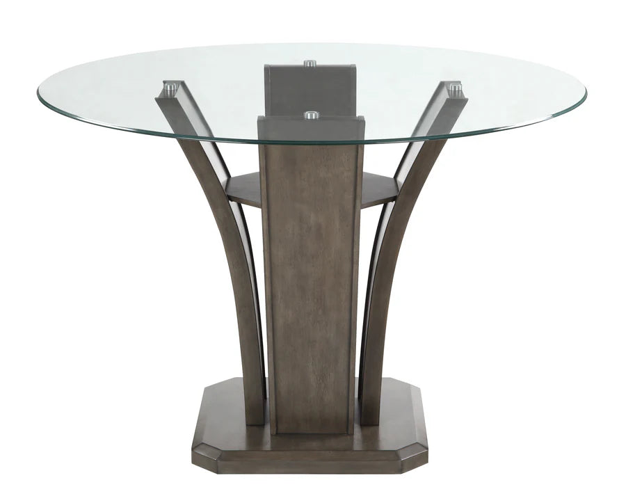 Camelia Gray Round Glass-Top Counter Height Dining Set