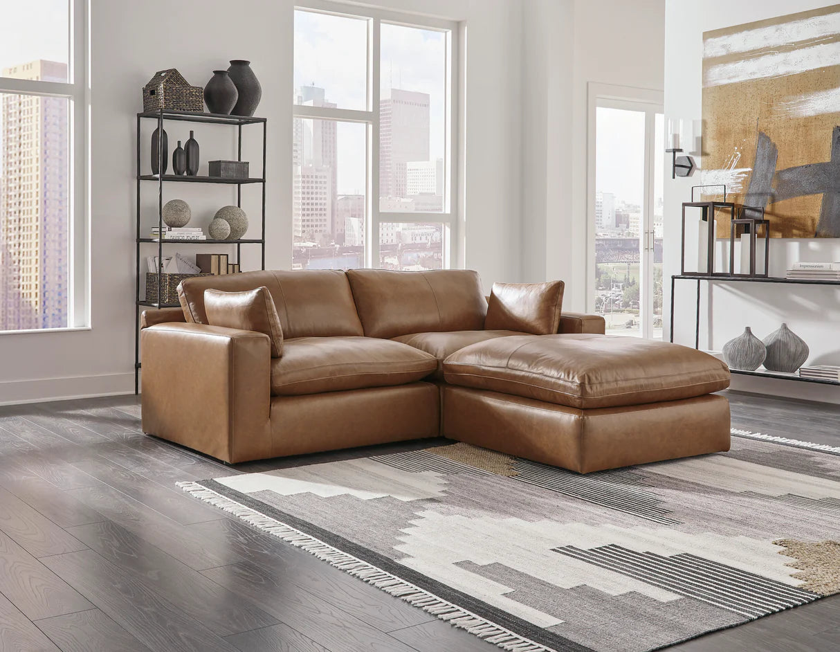 Seccional Emilia Caramel de 5 piezas con otomana