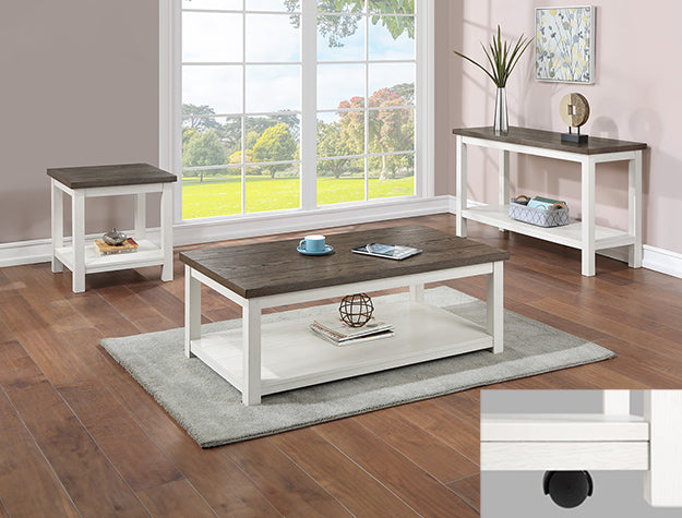 Dakota Chalk White 3-Piece Coffee Table Set