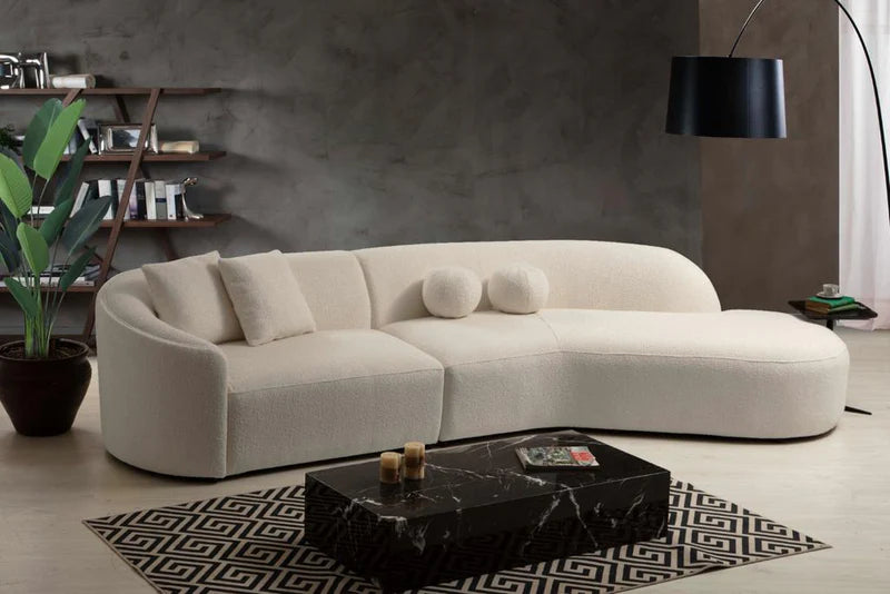 Cloe Ivory Boucle RAF Curved Sectional