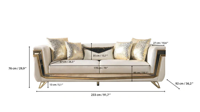 Anica Ivory Velvet Sofa &amp; Loveseat