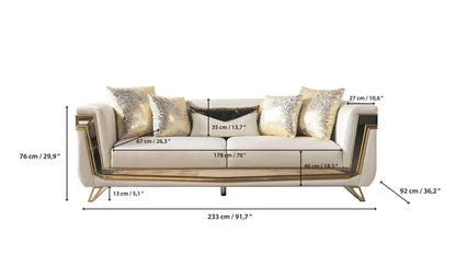 Anica Ivory Velvet Sofa &amp; Loveseat